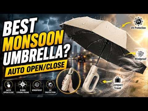 Best Automatic Folding Umbrella for Rain ☔ Windproof UV Protection Travel Umbrella