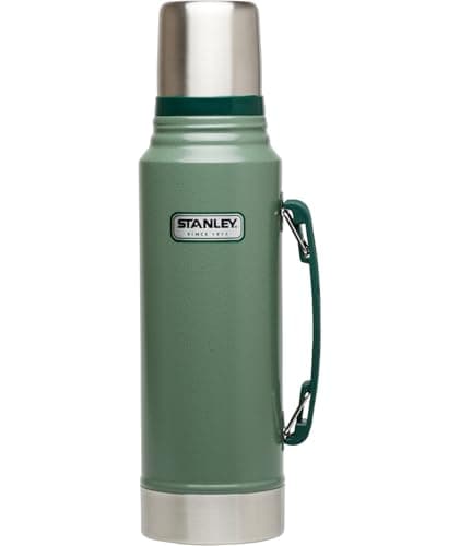 Stanley Heritage Classic Vacuum Bottle with Handle 1.1 qt | Wide Mouth w/Leakproof Cup Lid | Keep Drinks Hot or Cold | Insulated Stainless Steel Thermal Bottle | BPA-Free | Hammertone Green