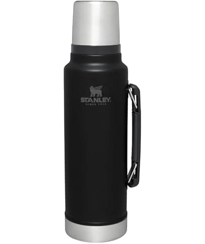 Stanley Classic Legendary Vacuum Bottle 1.5 qt Wide Mouth with Leakproof Cup Lid Keep Drinks Hot or Cold Packable for Travel Insulated Stainless Steel Thermal Bottle BPA-Free Black 2.0