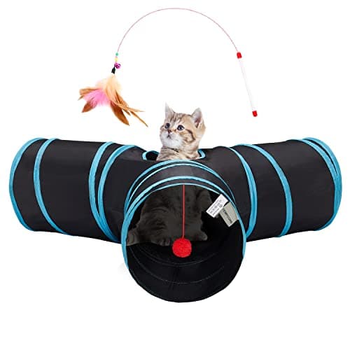 Tempcore Pet Cat Tunnel Tube Cat Toys 3 Way Collapsible, Tunnels for Indoor Cats，Kitty Bored Peek Hole Toy Ball Cat, Puppy, Kitty, Kitten, Rabbit - image 1 of 1