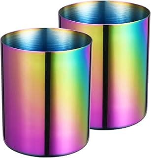 Aurora Rainbow 304 Stainless Steel Pen Holder & Pencil Cup, Metal Desk Caddy & Desktop Stationery Organizer, Mirror Finish & Vacuum Plating(2-Piece Set) - image 1 of 1