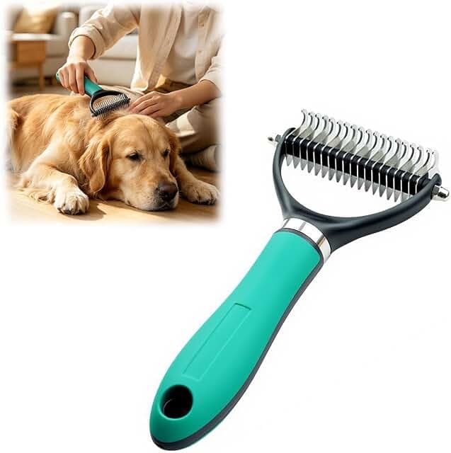 Deshedding Dog Brush for Shedding, 2026 New Multifunctional Double-Sided Pet Grooming Comb Tool, Undercoat Rake Pet Brush for Long Haired for Dogs & Cats (Green)