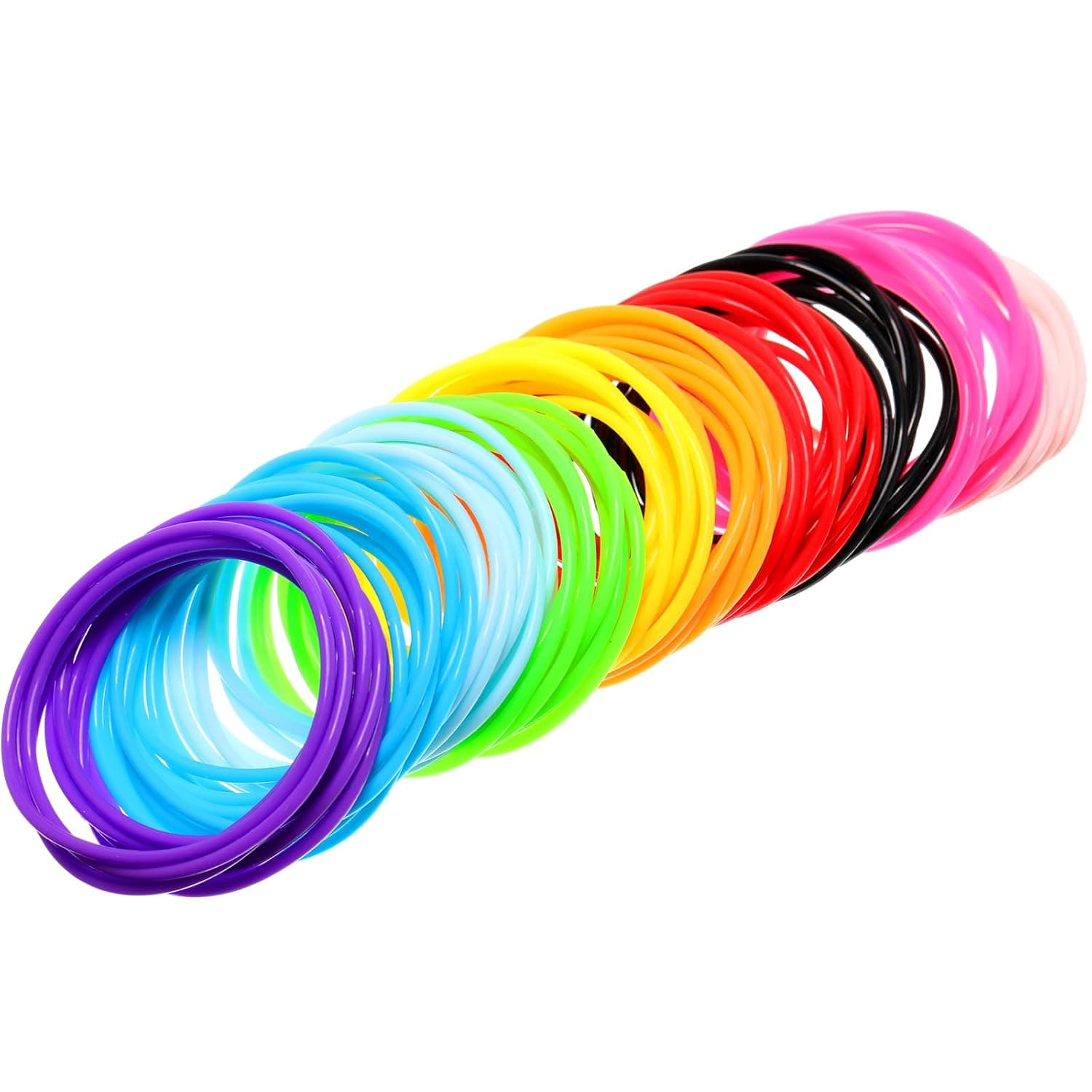 Hotop 100 Pcs 80s Multicolor Silicone Jelly Rubber Bracelets Hair Ties Women, Mixed Style, Random Color