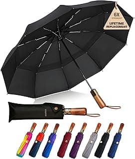SIEPASA 49/54/62 Inch Windproof Golf Umbrella - Automatic Open/Close, Real Wood Handle - Large Folding Travel Umbrella for Wind, Rain & Sun Protection.(Black/49)