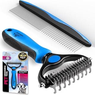 Pat Your Pet Deshedding Brush & Metal Comb Grooming Combo | Deshedding brush, metal detangling comb, long and short hair, cats and dogs, skin-friendly