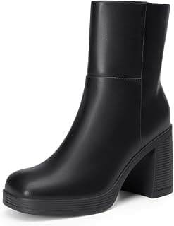 Women's Platform Gogo Ankle Boots Chunky Shoes